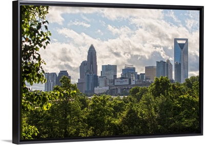 Charlotte Skyline Under Puffy Clouds