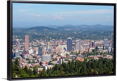 Downtown Portland With Mount Hood, Oregon
