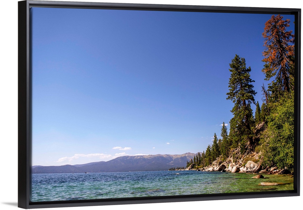 View of a the east shoreline of Lake Tahoe in California and Nevada.