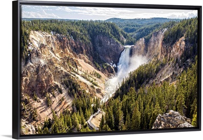 Elevated View Of Lower Falls Of Yellowstone, Yellowstone National Park