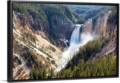 Elevated View Of Lower Falls Of Yellowstone, Yellowstone National Park
