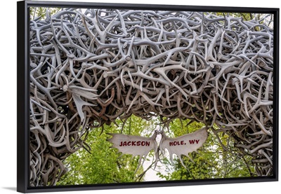 Elk Antler Arches At Each Corner Of Jackson Town Square In Wyoming