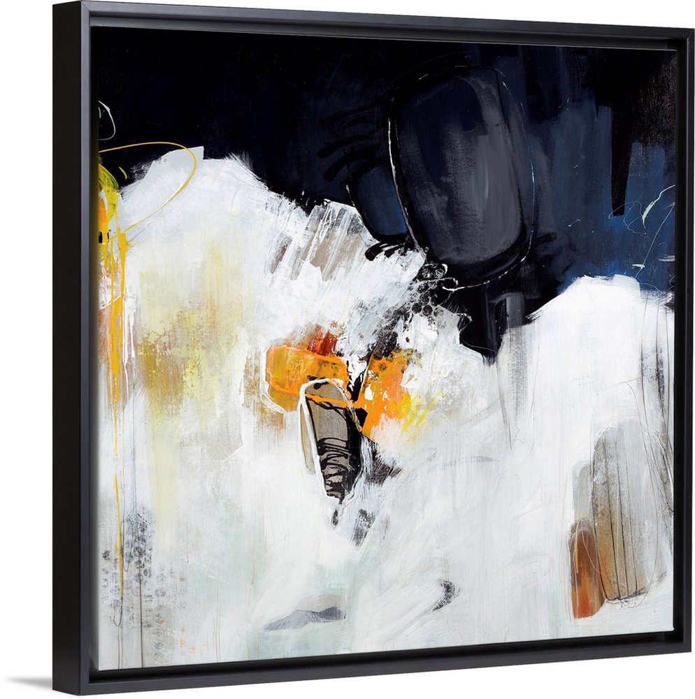 Abstract painting using dark colors at the top of the image and light colors at the bottom of the image.