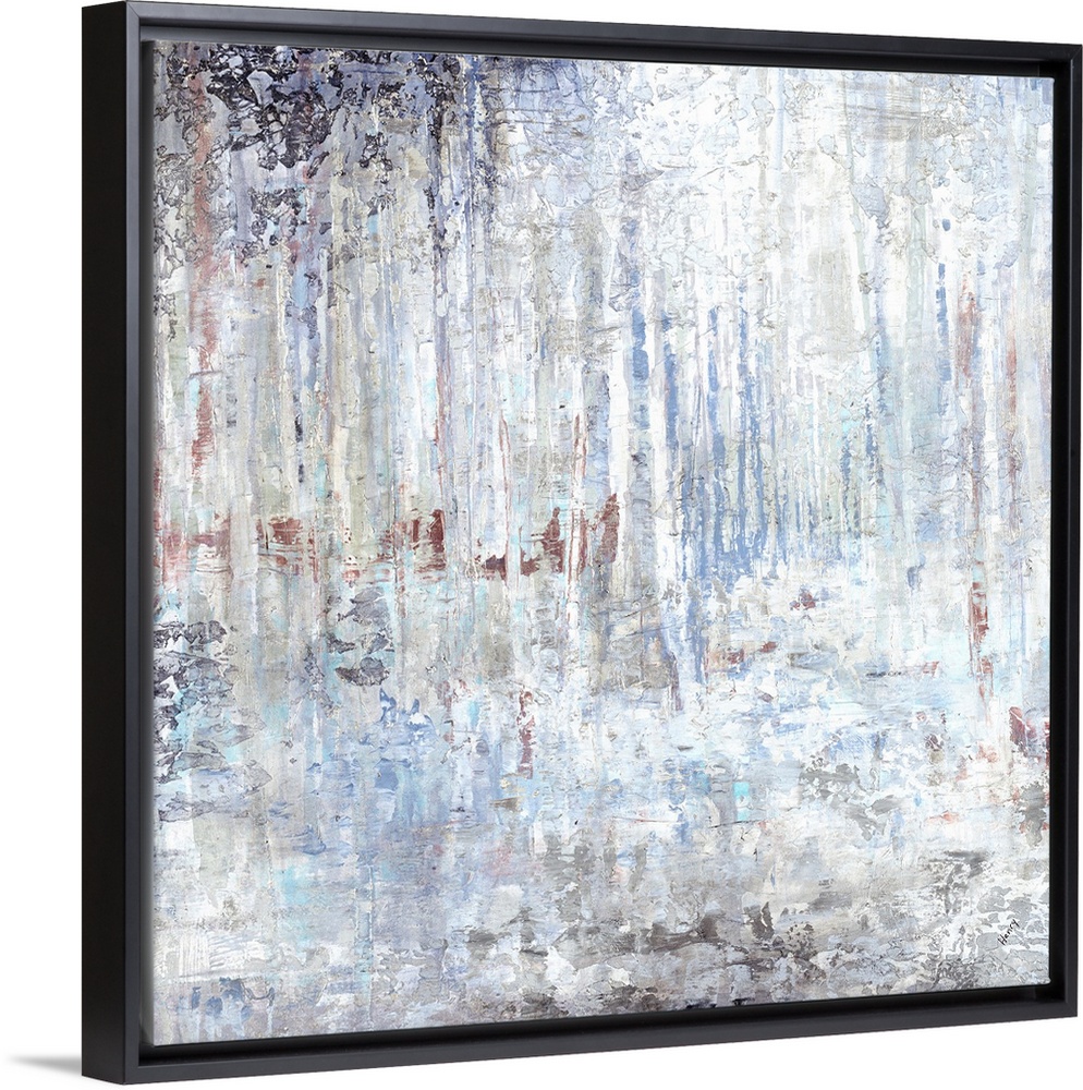 Contemporary abstract painting using muted tones of gray.