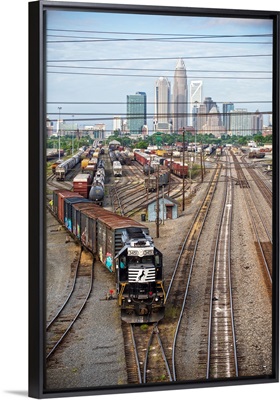 Freight Train With Charlotte Skyline