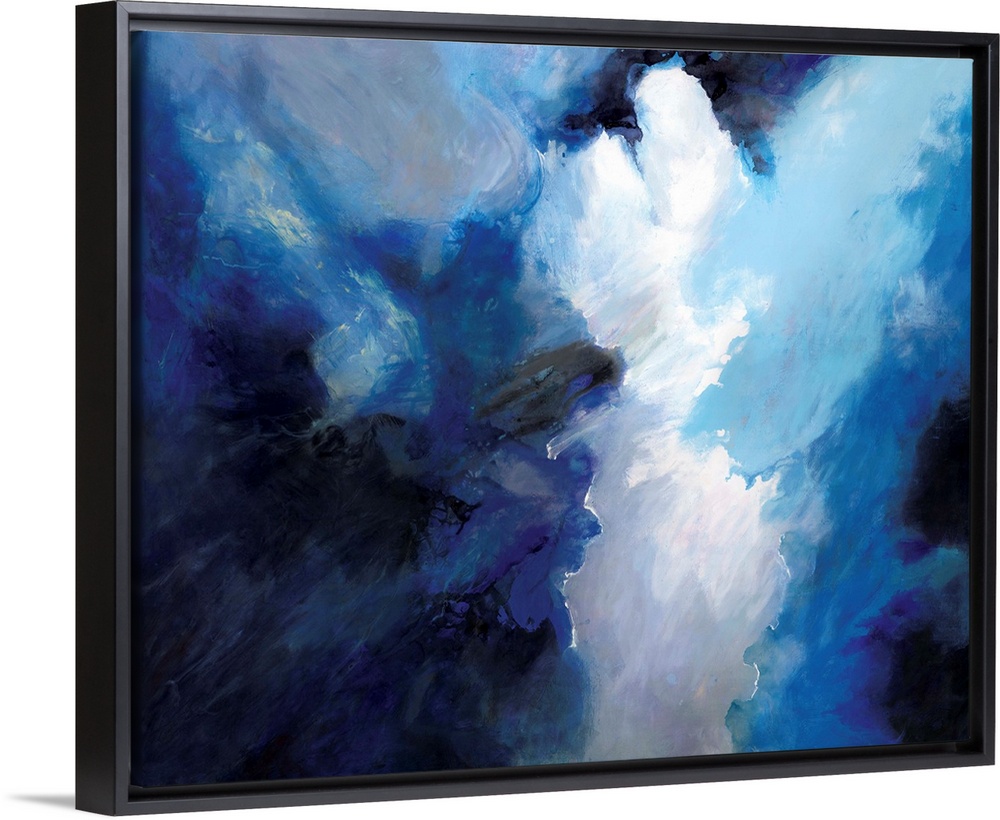 Contemporary abstract artwork resembling dark clouds before a storm.