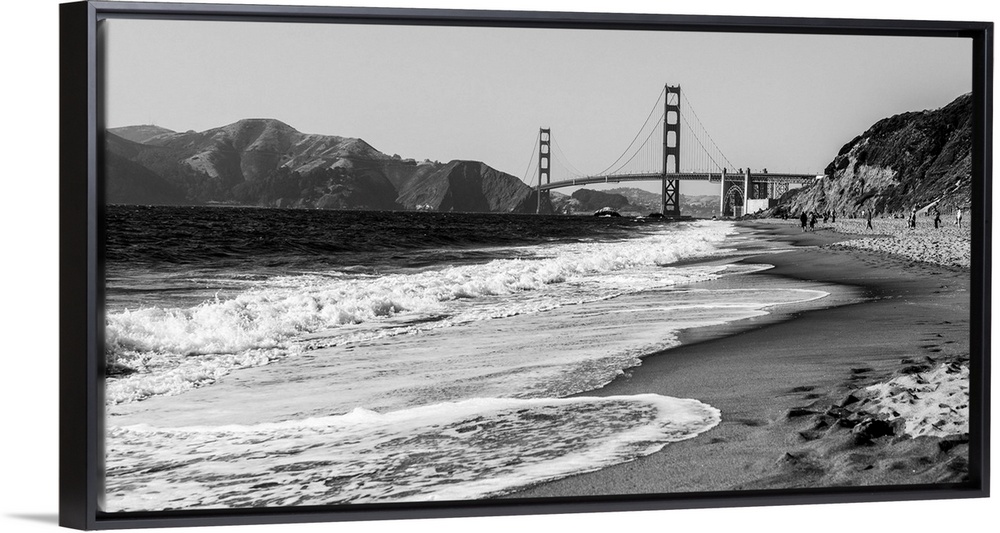 Landscape photograph of a view of the Golden Gate Bridge from the pacific coast.