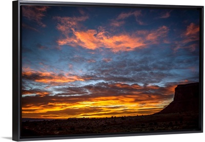Golden Sunset With Eagle Mesa, Monument Valley, Utah