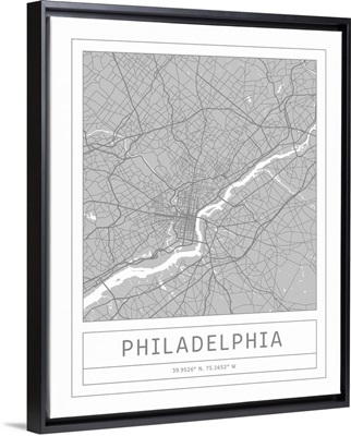 Gray Minimal City Map Of Philadelphia