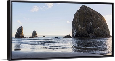 Haystack Rock with Blue Sky, Cannon Beach, Oregon - Panoramic