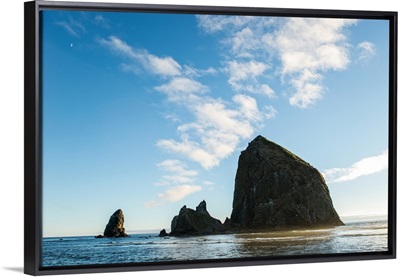 Haystack Rock With Moon, Cannon Beach, Oregon