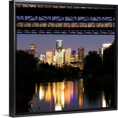 Houston Skyline Reflecting into Buffalo Bayou