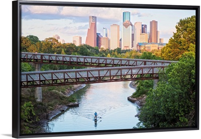 Houston TX Skyline Above Buffalo Bayou