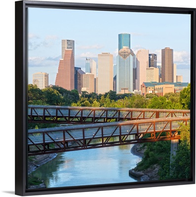 Houston TX Skyline - Rosemont Pedestrian Bridge - Buffalo Bayou