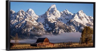 John Moulton Barn With High Peaks Of Teton Range, Grand Teton National Park, Wyoming