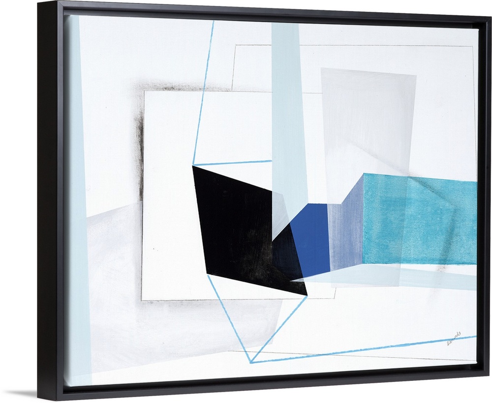 Contemporary artwork using geometric shapes and sharp lines to create an energetic, yet structured composition.