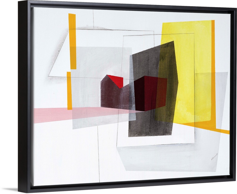 Contemporary artwork using geometric shapes and sharp lines to create an energetic, yet structured composition.