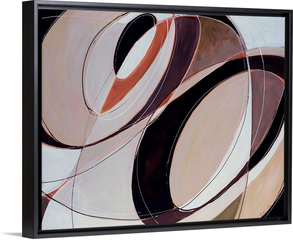 Giant, horizontal, contemporary artwork of multiple, intersecting, circular patterns in several colors that change as they...