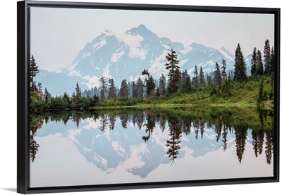 Mount Shuksan Peak Is Reflected In Picture Lake, Mount Baker Wilderness, Washington