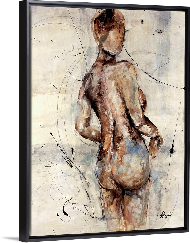 Drawing of a human shape in rough lines on a neutral background.