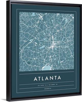 Navy Minimal City Map Of Atlanta