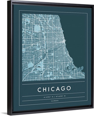 Navy Minimal City Map Of Chicago