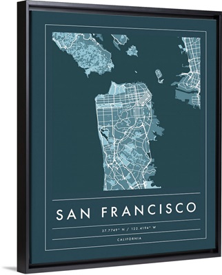 Navy Minimal City Map Of San Francisco