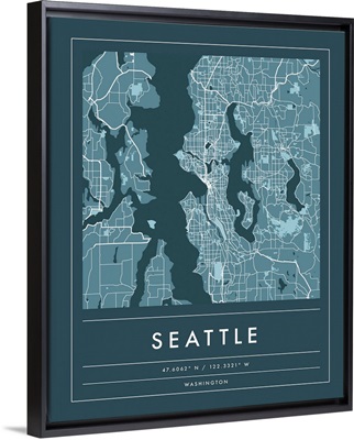 Navy Minimal City Map Of Seattle