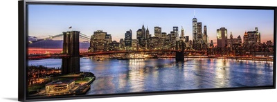 New York City Skyline with Brooklyn Bridge in Foreground, with HDR Effect