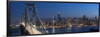 Panoramic Bay Bridge and SF Skyline at Dusk