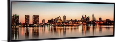 Panoramic Philadelphia City Skyline at Night