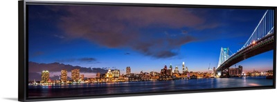 Panoramic Philadelphia City Skyline at Night