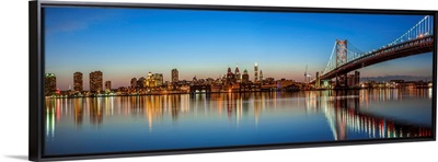 Panoramic Philadelphia City Skyline at Sunset