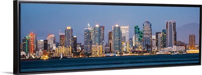 Panoramic San Diego City Skyline From The Bay, California