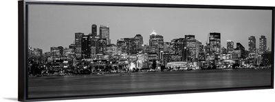 Panoramic Seattle City Skyline At Night, Washington