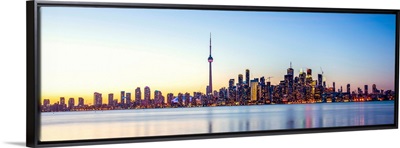 Panoramic Toronto City Skyline at Sunset
