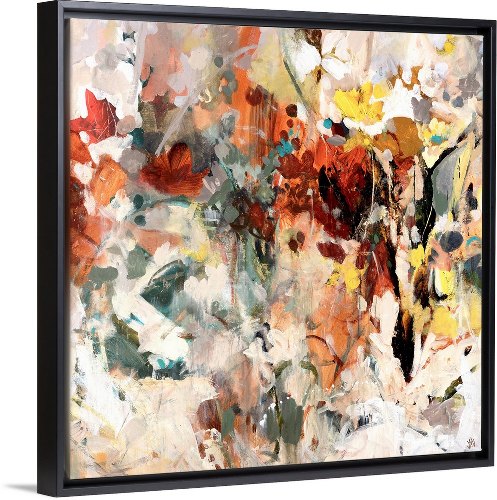 Office docor wall art of a square painting created with spontaneous brush strokes built up to make this artwork look like ...