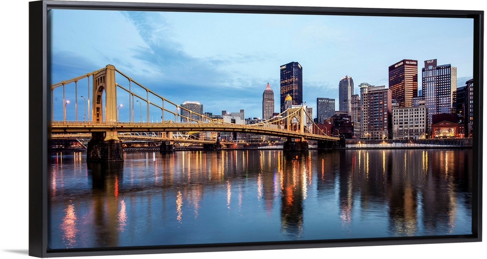 View of downtown Pittsburgh with Andy Warhol Bridge over the Allegheny River.