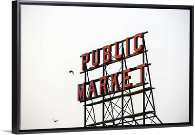 Public Market Sign with Birds