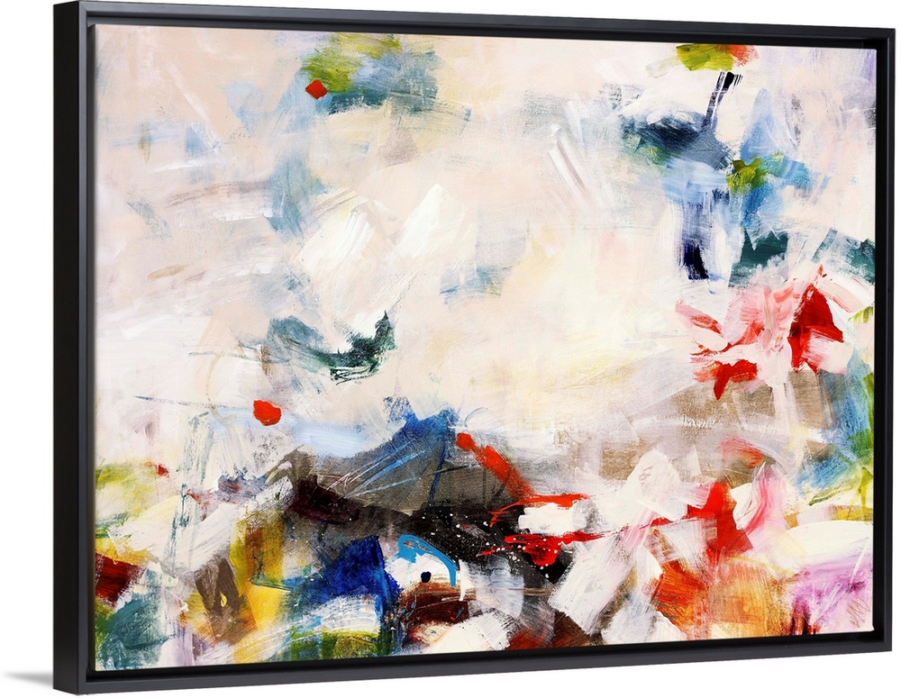 Colorful contemporary abstract painting consisting of short thick brush strokes.