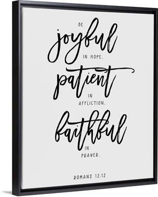 Romans 12:12 - Scripture Art in Black and White
