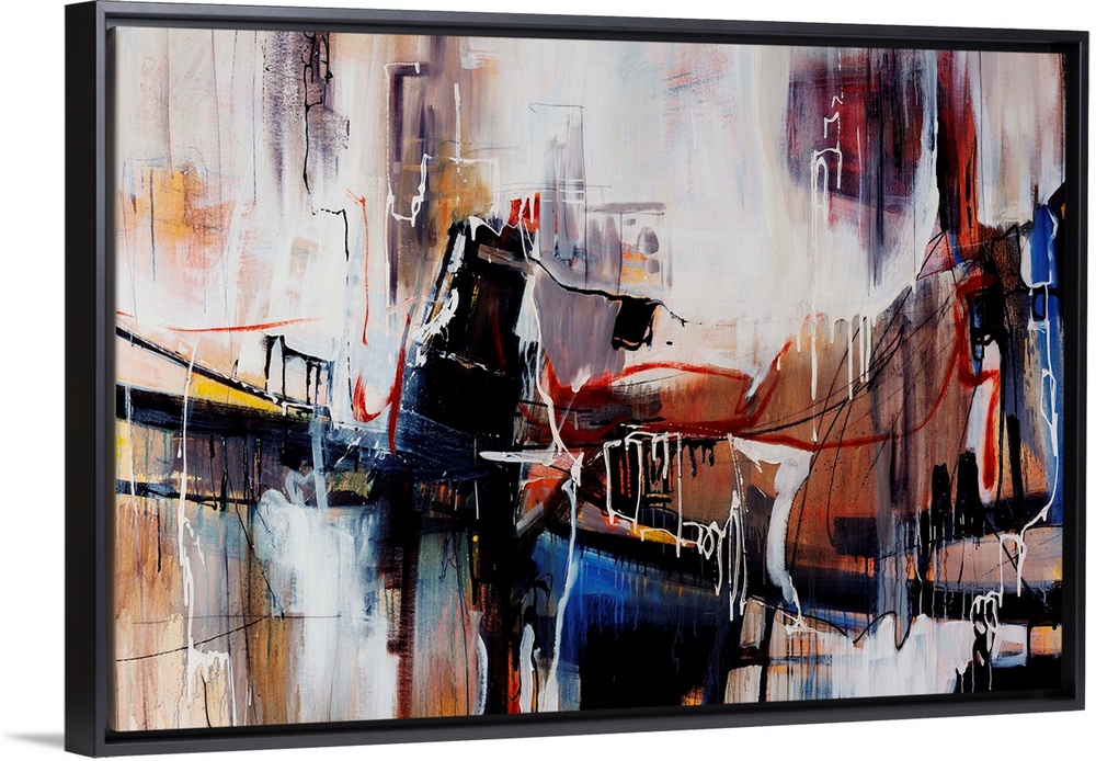 The artist's interpretation of the hectic nature of rush hour traffic done with various straight and curved lines and splo...