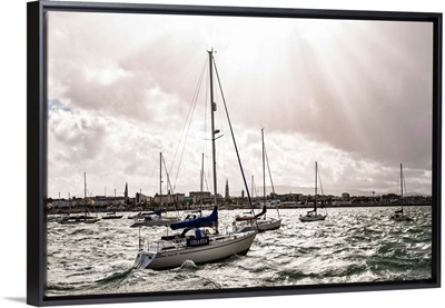 Sailboats on River Liffey, Dublin, Ireland - Landscape
