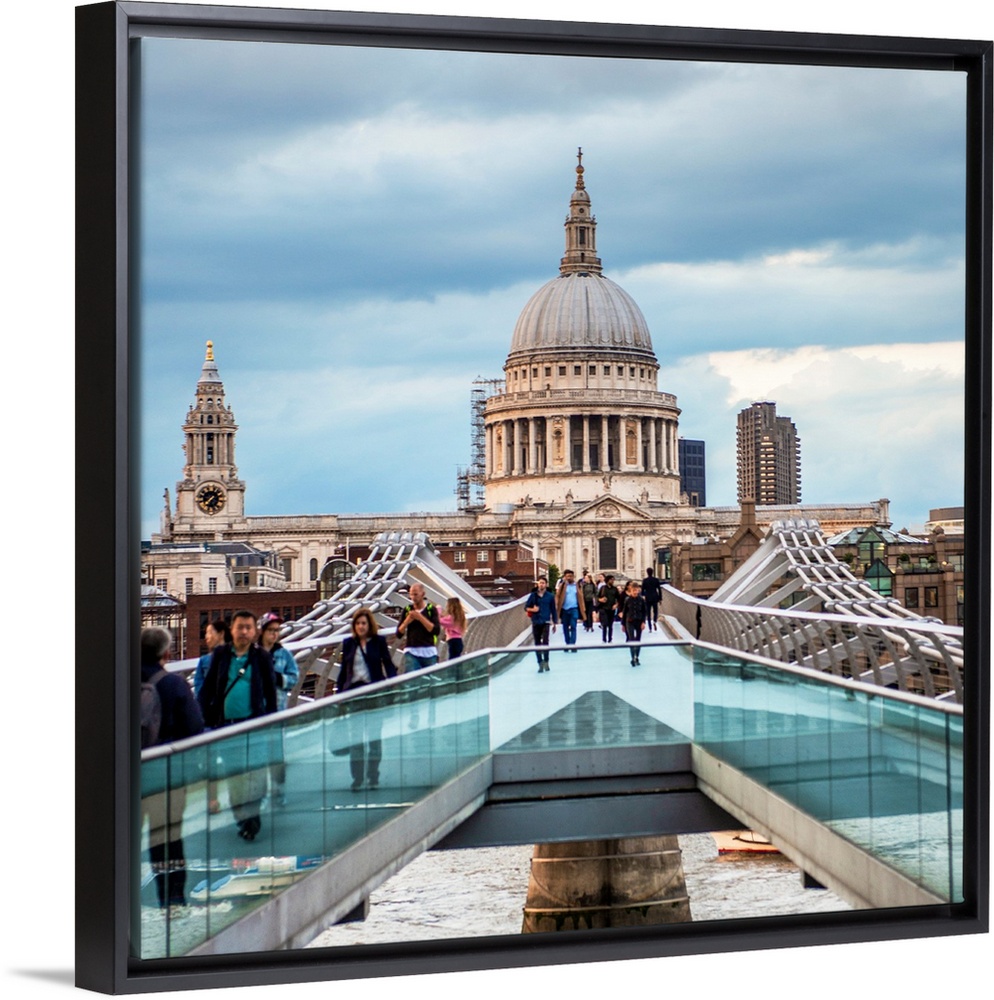 Square photograph of Saint Paul's Cathedral taken from the Millennium Bridge in London, England.