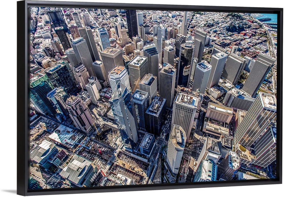 Aerial photography of skyscrapers in downtown San Francisco, California.