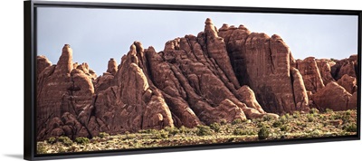 Sandstone fins in harsh sunlight, Arches National Park, Utah