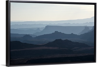 Silhouetted mesas at dawn, Canyonlands National Park, Utah