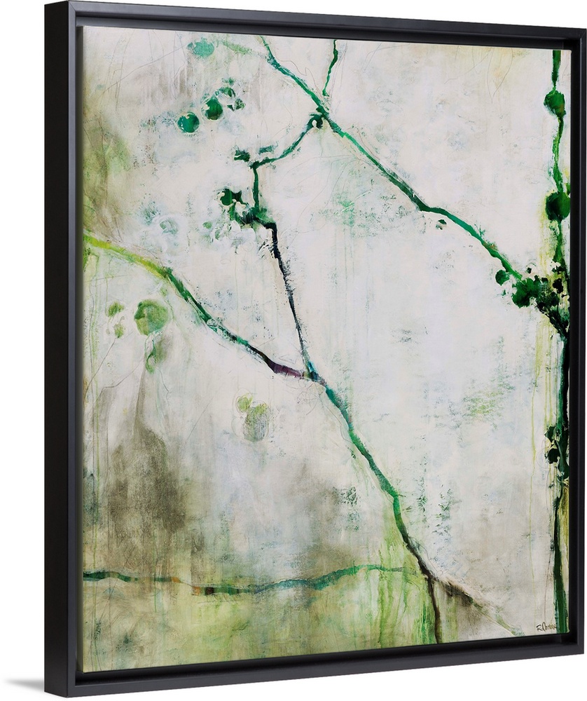 Abstracted and simplistic painting botanical painting painted with varying shades of green.