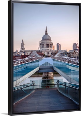 St. Paul's Cathedral And Millennium Bridge in London, England