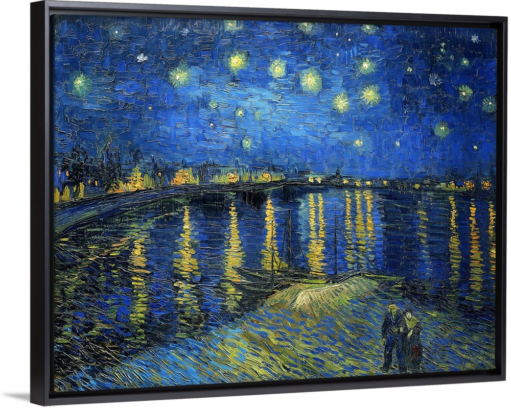 Vincent van Gogh's Starry Night Over the Rhone (1888) famous landscape painting.
